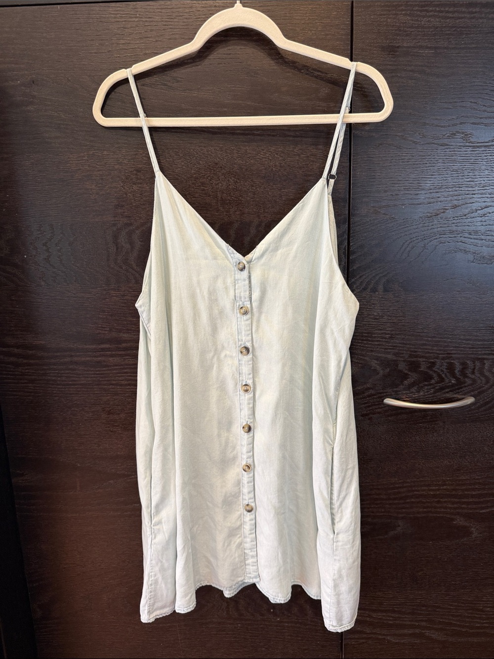 Sleeveless Button-Front Mini Dress in Light Blue